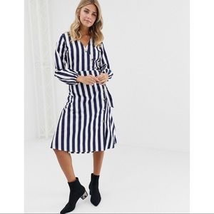 asos • stripe midi dress with button detail
